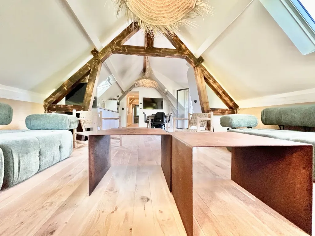 Salon lumineux grandes baies vitrées nature